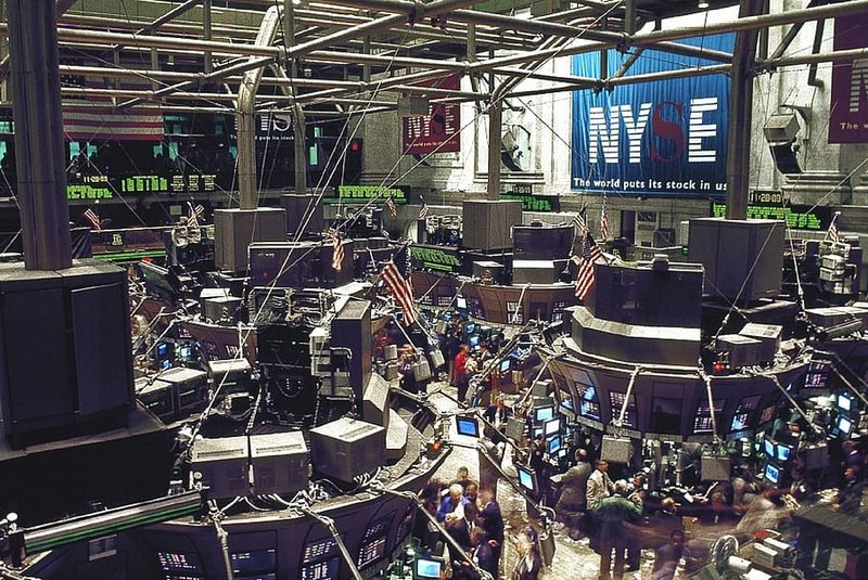 Ipo - stock market trading floor with digital displays