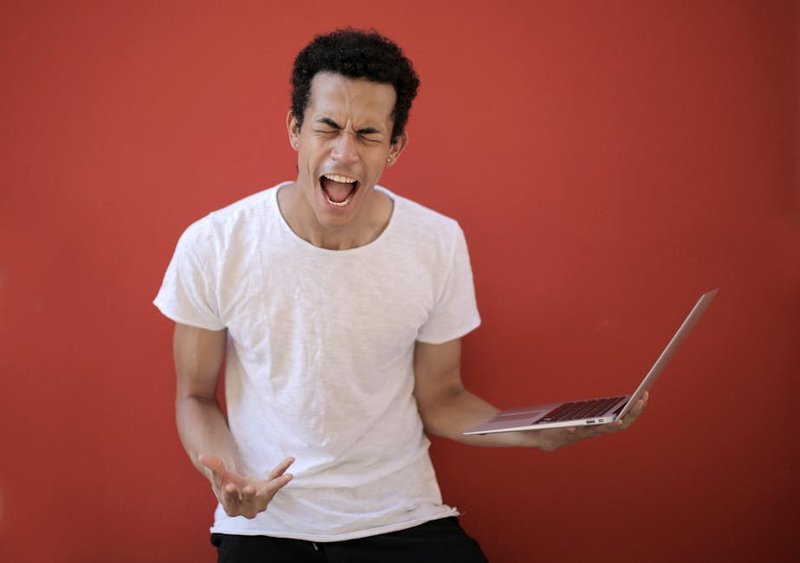 Deleted - person looking frustrated at computer delete prompt